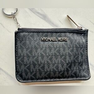 Michael Kors Black Textured Keychain Wallet